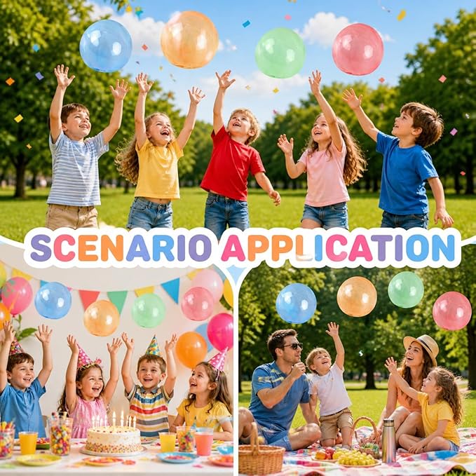 20 PCS Blow Plastic Bubbles Toy Kit, Large Bubble Balloons for Kids, DIY Blow Bubble Balloons with Straws, Colorful Plastic Bubble Toy, Party Favors, Classroom Rewards, Birthday Gift