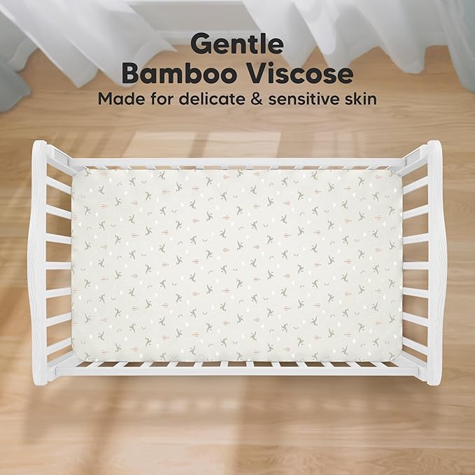 KeaBabies 2-Pack Baby Crib Sheets for Boys, Girls - 52x28 Viscose Derived from Bamboo Toddler Bed Sheets Neutral, Fitted Crib Mattress Cover for Standard Baby Bedding, Soft & Cozy (Marine Muse)