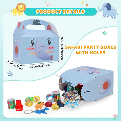 20PCS Safari Jungle Party Favor Boxes, Candy Treat Bags for Zoo Animal Birthday Party, Paper Gift Boxes and Goodie Bags for Kids Birthday Party