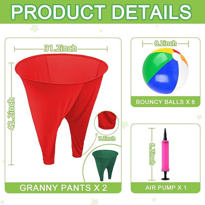 Granny Pants Yard Game Freaky Party Games Pants with Bouncy Balls and Air Pump Oversized Granny Pants Outdoor Game for Adults and Family Interactive Throwing Game for Group Gatherings
