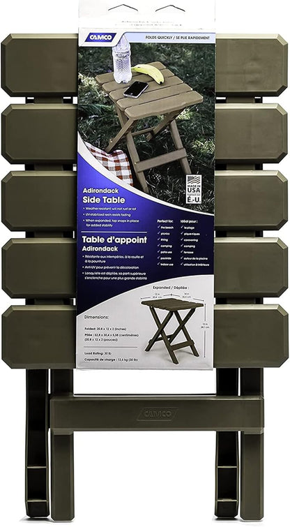 Camco 21045 Small Quick-Folding Adirondack Table, Plastic, Taupe