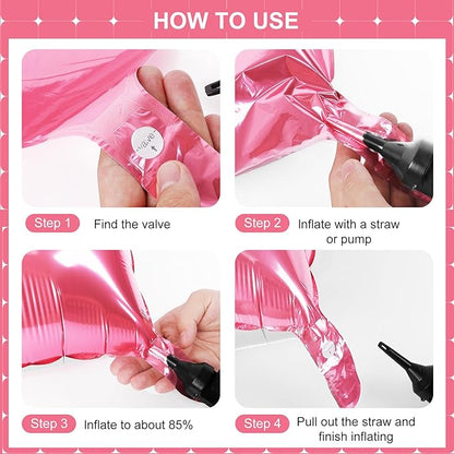 Pink and White Square Foil Balloons 25 Pcs Metallic Pink and White Balloons Wall Backdrop for New Year Graduation Birthday Bridal Shower Party Arch Backdrop Decorations