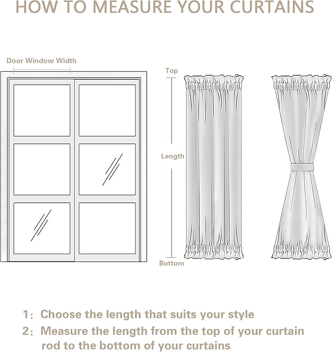 Decorative Door Curtains Light Filtering Drapes Rod Pocket Semi Transparent Natural French Farmhouse 2 Panels Linen Curtains Privacy Added W35 x L72 for Glass Sliding Door