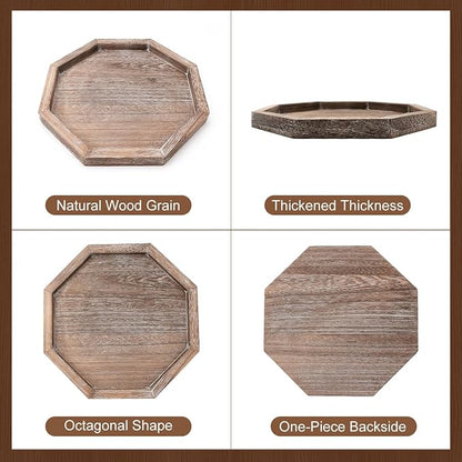 Large Wood Trays Home Decor Farmhouse Candle Holder Plate for Coffee Table Rustic Wooden Decorative Tray Vintage Table Centerpiece for Living Room Kitchen Counter Decor and Bathroom Accessories Trays