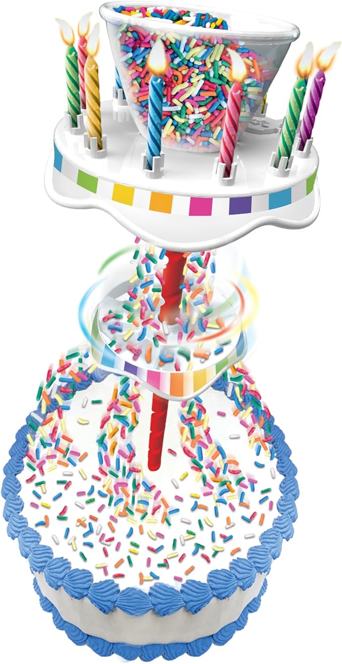 BEST PARTY EVER! Sprinkle Fountain Birthday Candle with 32 Candles, Reusable Spinning Birth Cay Cakes Topper, Decorate Your Cake in Sprinkles
