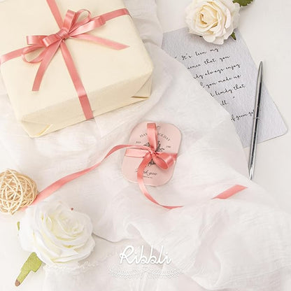 Ribbli Double Faced Rose Gold Satin Ribbon,3/8” x Continuous 25 Yards,Use for Bows Bouquet,Gift Wrapping,Floral Arrangement