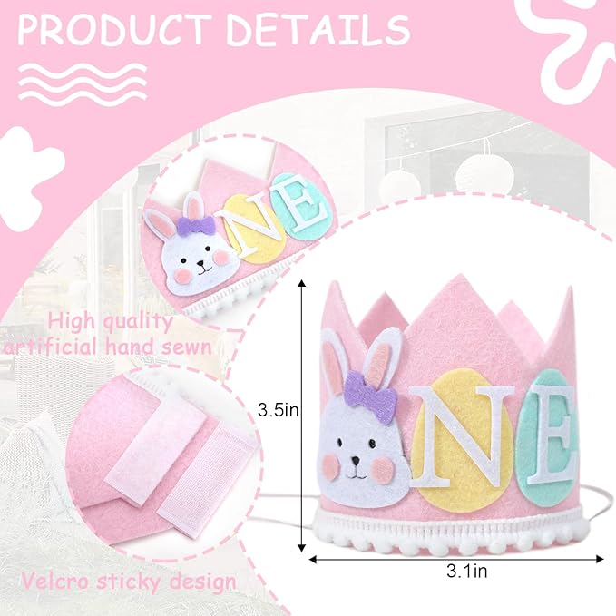 Some Bunny 1st Birthday Crown - Easter Rabbit Hat and Spring Decoration for Girls