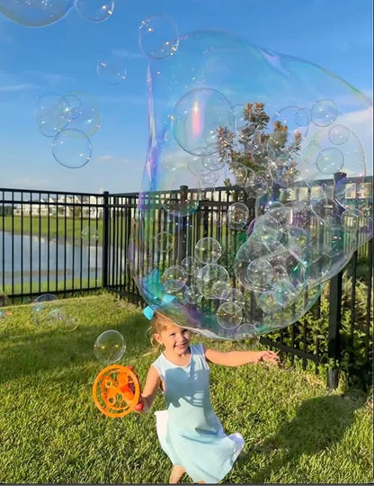 Dinosaur Bubble Blower - Blows Extra Large Bubbles for Kids, Includes Bubble Solution, and Tray - Red