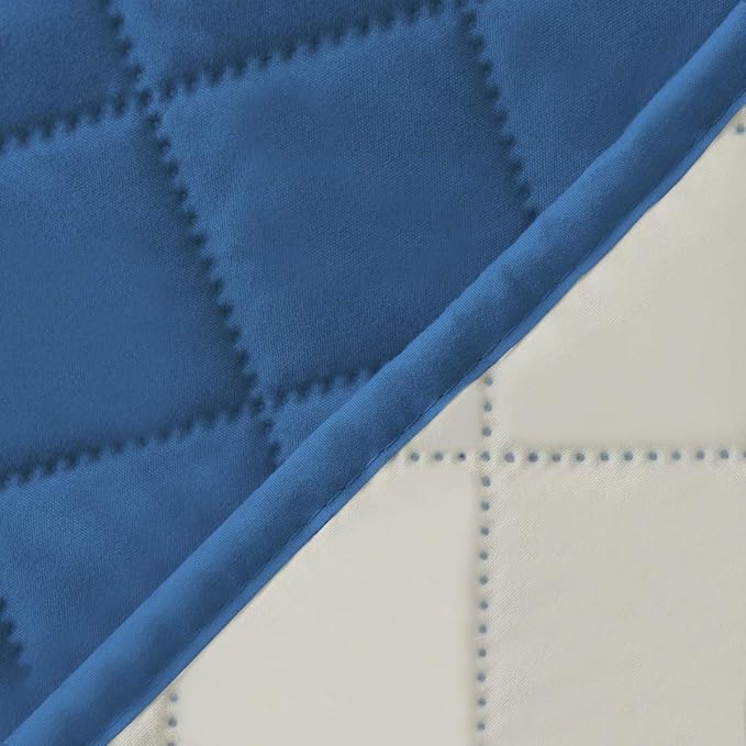 Easy-Going Reversible Oversized Couch Cover for 3 Cushion Couch Sofa Cover for Dogs Water Resistant Furniture Protector Cover with Foam Sticks for Pet Cat (Oversized Sofa, Blue/Ivory)