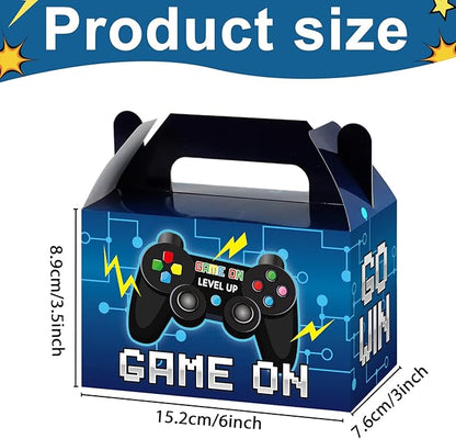 24 Pieces Video Game Party Boxes Gamer Party Favor Candy Goodies Treat Boxes Bags for Kids Boys Video Game On Gaming Birthday Party Decorations Supplies 6 x 3 x 3.5 Inches（Blue）