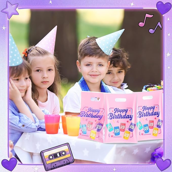 Eccliy 30 Pcs Kpop Party Bag Goodie Candy Gift Bags Cartoon Kpop Music Band Inspired Soda Pop Birthday Decorations with Handles