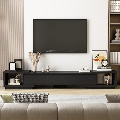 AGOTENI Expandable TV Stand Media Console Table, Modern Entertainment Center