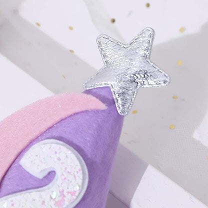 Two the Moon Space-Themed 2nd Birthday Hat and Decorations for Girls - Outer Space Party Supplies