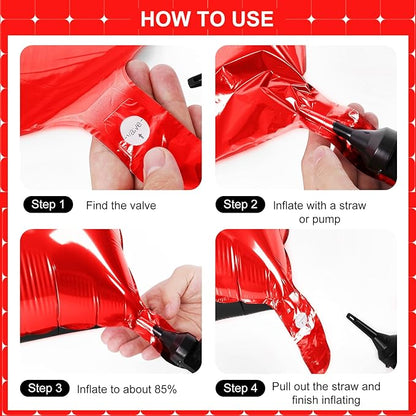 Black and Red Square Foil Balloons 25 Pcs Metallic Black and Red Balloons Wall Backdrop for New Year Graduation Birthday Bridal Shower Party Arch Backdrop Decorations