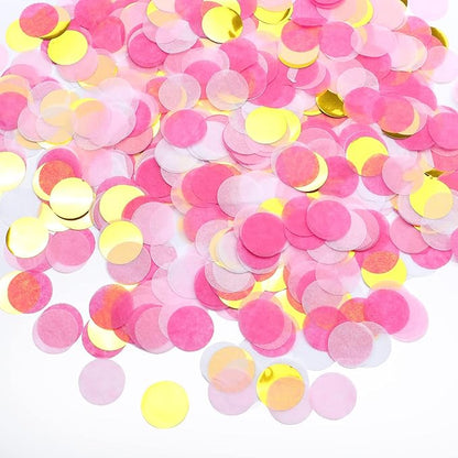 VCOSTORE 1 Inch Tissue Paper Confetti Circles,1.76oz Round Paper Table Confetti Circle Dots, Suitable for Birthday Wedding Party Decoration and Baby Shower decorations,Pink and Gold,5000 Pieces