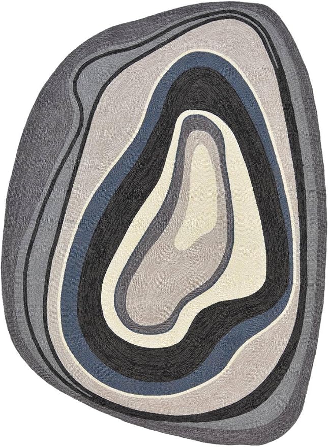 Modern Minimalist Art Texture Irregular Rug 10x12 Beige Black Gray Abstract Shaped Area Rug for Living Room Bedroom Nursery Washable Low Pile Shaggy Carpet Under Dining Table Non Skid Floor Mats