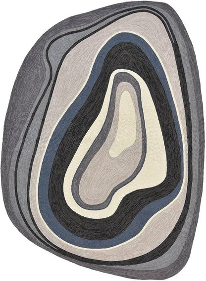 Modern Minimalist Art Texture Irregular Rug 10x12 Beige Black Gray Abstract Shaped Area Rug for Living Room Bedroom Nursery Washable Low Pile Shaggy Carpet Under Dining Table Non Skid Floor Mats