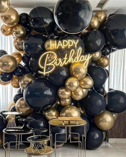 Black Balloons, 140pcs Black 18 12 10 5 Inch Different Sizes Pack Party Latex Balloons for Birthday Halloween Holiday Balloon Garland as Party Decorations