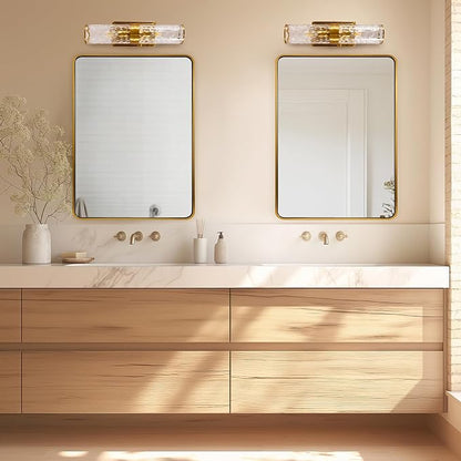 ANDY STAR Gold Bathroom Mirror for Wall, 30x36’’ Brushed Gold Rounded Rectangle Mirror for Vanity in SUS304-Anti-Rust, Wall-Mounted Horizontal/Vertical 1’’ Deep