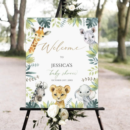 Safari Baby Shower Welcome Sign, 18x24in, Plastic, Gender Neutral, Printable, Rustic Style, Instant Download