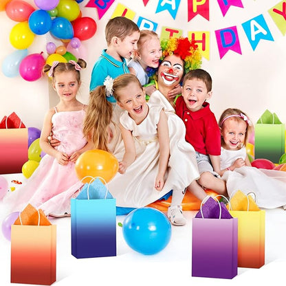 Chrisfall 24 Pcs Gift Bags with 30 Pcs Tissue Paper Mother's Day Party Favors Kraft Paper Bags with Handles Wrap for Mother's Day Birthdays Goodie Weddings Party Supplies Gift