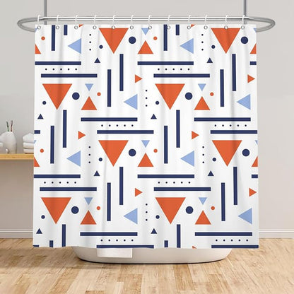 Abstract Geometric Shower Curtain Colorful Geometric Abstract Boho Orange Triangle, Modern Minimalist Boho Art Bathroom Decor Waterproof Fabric Bath Curtain 48x72 inch