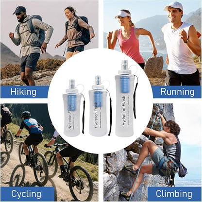 1L Collapsible Water Bottle with Filter for Hiking, Camping & Travel - TPU Soft Flask, 0.1 Micrometer Hollow Fiber Membrane for Clearer, Better Tasting Outdoor Water(White)