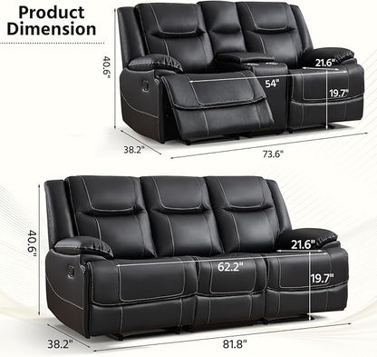 ANJ Premium Genuine Manual Reclining Sofa Set