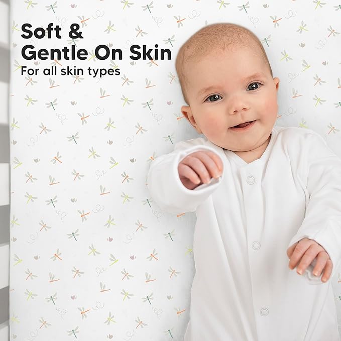 KeaBabies 2-Pack Baby Crib Sheets for Boys, Girls - 52x28 Viscose Derived from Bamboo Toddler Bed Sheets Neutral, Fitted Crib Mattress Cover for Standard Baby Bedding, Soft & Cozy (Meadow)