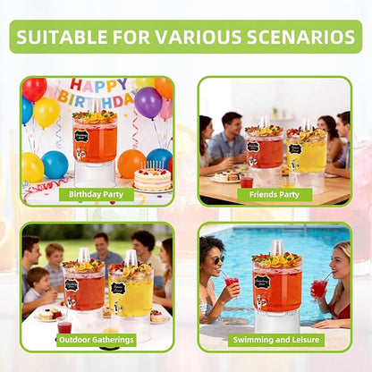 2 Gallon Beverage Dispenser for Parties, BPA-Free Drink Dispenser with No Drip Spigot, Juice Dispensers with Stand, Transparent Plastic Water Dispenser Countertop for Punch, and Drink Fountains