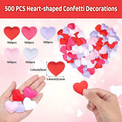 HSONAIGEE 500 Pieces Heart Confetti Decoration, 1.4 Inch Sponge Heart Table Petal Mixed Colors Romantic Decor for Valentine's Day Wedding Birthday Mother's Day