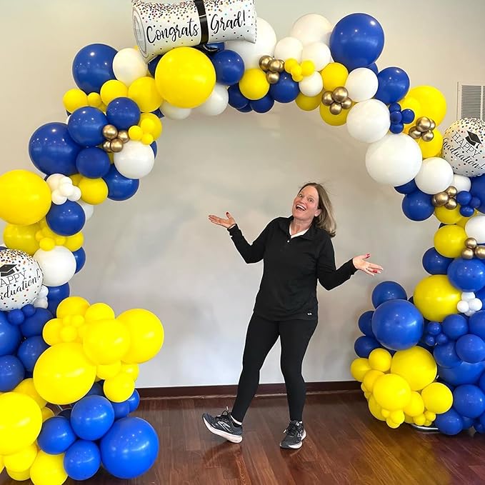 Biapian Yellow Blue Balloons, 60PCS Blue Yellow White Balloons, 12 Inch Blue Gold Confetti Balloons Dark Blue Latex Balloon Helium for Birthday Wedding Graduation Baby Shower Soccer Party Decoration