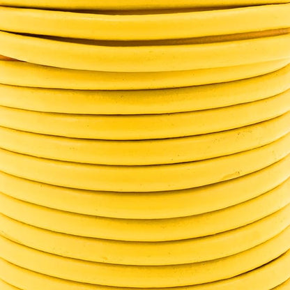 Mandala Crafts Round Genuine Yellow Leather Cord for Jewelry Making – 4mm Cowhide Leather Rope String Lace for Kumihimo – 11 Yards Cowhide Craft Cording Spool