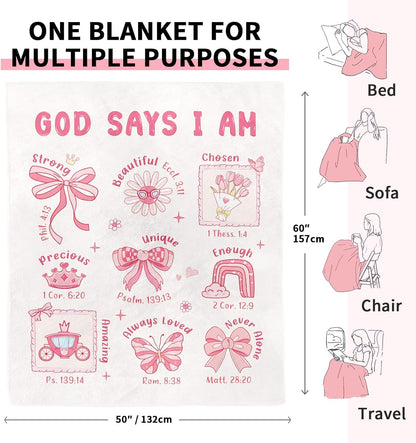 Baptism Gifts for Girl Christening, Christian Gifts for Women Faith, Flannel Soft Baptism Blanket Decor, Religious Gift for Women on Birthday Christmas, Bible Verse Scripture Prayer Blanket