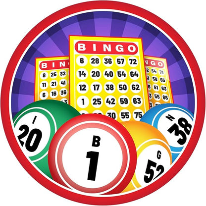Blue Orchards Bingo Party Plates and Napkins (52 Pieces for 16 Guests) - Bingo Theme Decorations, Game Night Decorations, Las Vegas Theme, Party for Adults, Casino