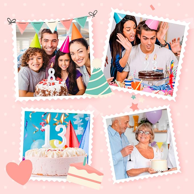 Beanlieve Pearl White Numeral Birthday Candles - Cake Numeric Candles Number 0 1 2 3 4 5 6 7 8 9,Used for Cake Decoration on Birthday Parties and Wedding Anniversary Celebrations(10 Pieces)