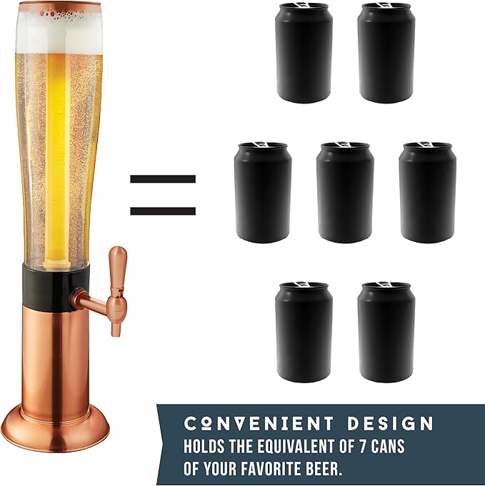 Hammer + Axe Beverage Dispenser – 88 oz Party Drink Dispenser with Ice Tube & Tap| Drink Fountain for Beer, Water, Iced Tea| Mimosa Tower| Margarita Tower| BBQ & Tailgate Essential| Home Bar Accessory