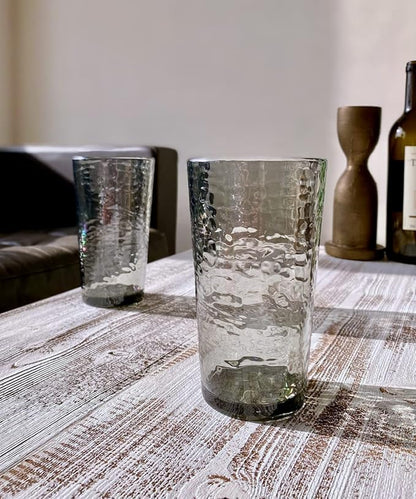 KLIFA- NICE- 20 ounce, Set of 6, Acrylic Highball Drinking Glasses, BPA-Free, Stackable Plastic Drinkware, Dishwasher Safe Cups, Gray