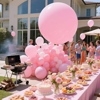 Giant Light Pink Balloons - 10Pcs 36 Inch Extra Large Pastel Pink Ballons, Jumbo Matte Round Baloons for Valentine's Day Princess Wedding Bachelorette Bridal Baby Shower Birthday Party Decorations