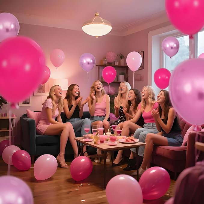 100Pcs Pink Balloons 12Inch Hot Pink Metallic Pink Balloon Light Pink Balloon for Birthday Wedding Baby Shower Princess Party Decorations