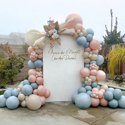 Gender Reveal Balloons Garland Kit, 124pcs Dusty Pink and Dusty Blue Sand White Balloons for Gender Reveal Birthday Bridal Shower Party Decoration