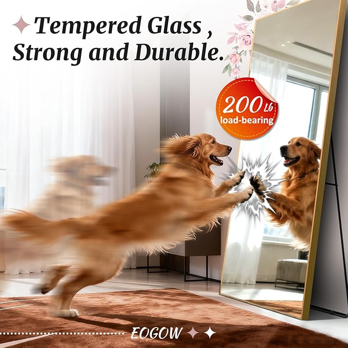 EOGOW 71" x 24" Full Body Mirror,Tempered Glass Shatterproof Full Length Mirror with Stand, Hanging, Wall Mounted Leaning for Bedroom Living Room Entryway