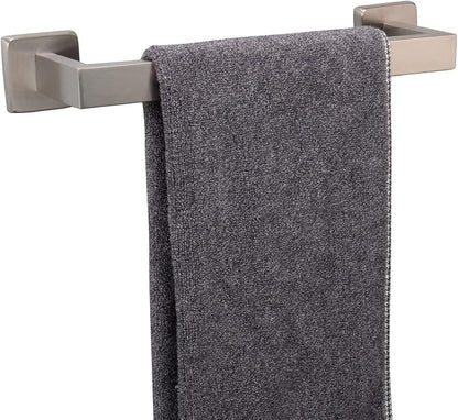 TocTen Bath Towel Rack - Square Base Thicken SUS304 Stainless Steel Towel Bar for Bathroom, Bathroom Accessories Towel Rod Heavy Duty Wall Mounted Towel Holder. (Brushed Nickel, 12)