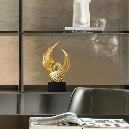 Abstract Art Sculpture, Resin Gold Decorative Statue, Modern White Ornaments for Living Room, Decorativas Modernas for Coffee Table, Entryway & Office Collectibles (Gold)