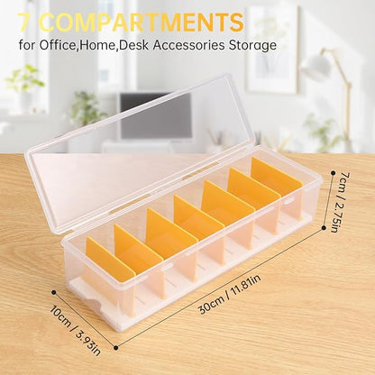PAVSTINE Clear Cable Organizer Box with Lid, Plastic Charger Cable Cord Storage Organizer, Office Desk Organizers, Multifunctional Accessories Storage for Home Drawer Office, Stackable, Clear