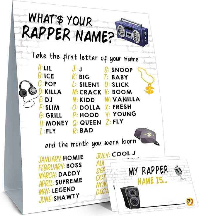 Notorious One Birthday Decorations,Rapper Theme Birthday Party Sign,Rapper Activity Decoration Supplies,Game Night Party Decorations,What's Your Rapper Name Game