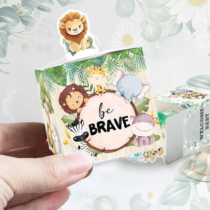 QZCYU 24 Pcs Candy Woodland Baby Shower Decorations, Paper Box with Forest Animal Pattern Print for Birthday Wedding Party Festival Gift