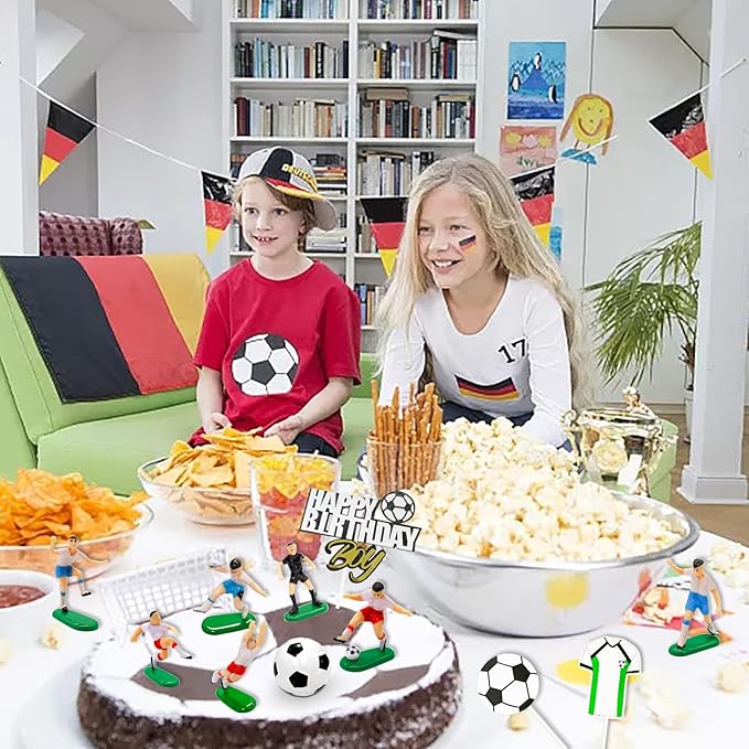 14pcs Soccer Cake Topper Soccer Cake Decorations Sports Ball Player Cake Decorations for Men Boy Football Sport Theme Birthday Party Suppplies