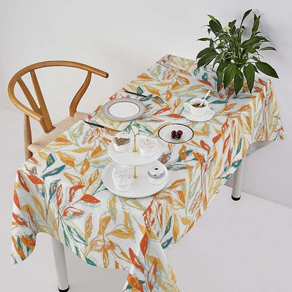 YCness Thanksgiving Fallen Leaves Tablecloth, Fall Autumn Watercolor Seasonal Colorful Maple Table Decor for Home Bedroom Kitchen Dinner Table Cover 55x75 Rectangle