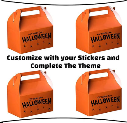 Hammont Candy Boxes Party Favors - 10 Pack Paper Gable Boxes & Party Treat Box for Goodies & Gifts - Halloween Treat Box - Trick or Treat or Any Themed Birthday Bag - 6.25" X 3.75" X 3.5" (Orange)